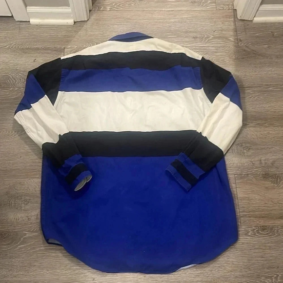 Vintage Polo Ralph Lauren Stripe workshirt long sleeve button up XL blue & black - Picture 6 of 6
